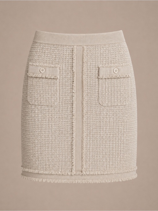 Adrianna Papell Dresses & Skirts - Adrianna Papell NWT Textured Knit Fringe Mini Skirt Blush Beige Size M
